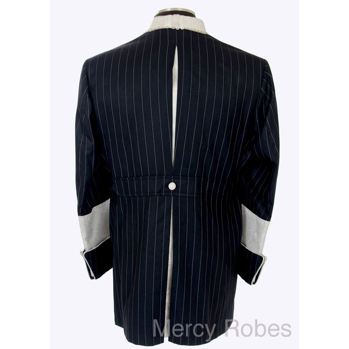 Mens Pinstripe Clergy Jacket With Pants (Navy/White)