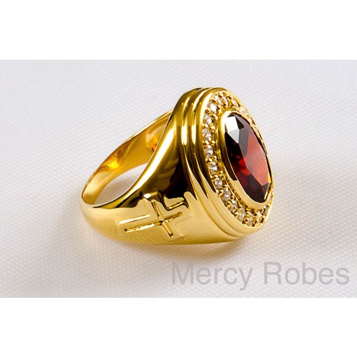 Mens Clergy Ring Style 002 (Red)