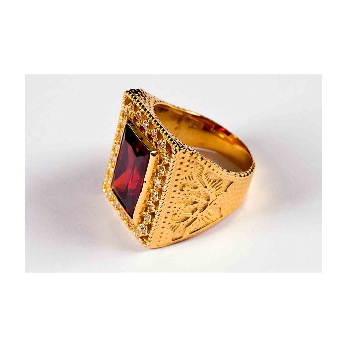 Mens Clergy Ring Style 007 (Red)