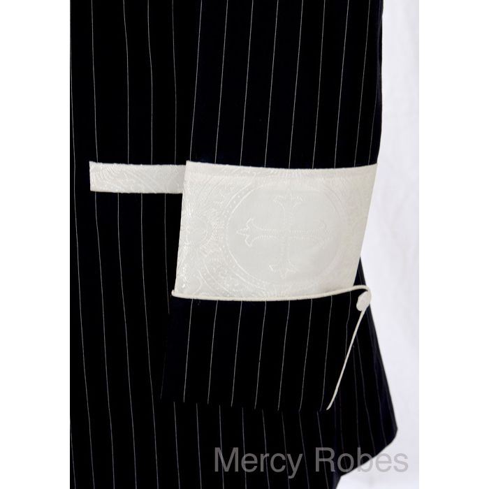 Mens Pinstripe Clergy Jacket With Pants (Navy/White)