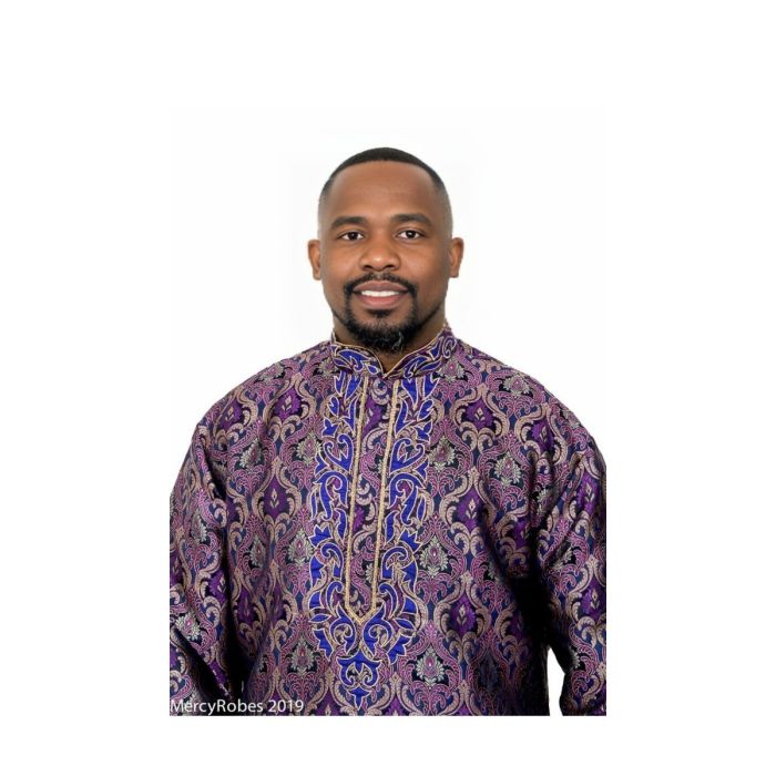Mens Clergy Kurta Style K 7452 (Black/Purple-Gold) Mens Clergy Kurta Style K 7452 (Black/Purple-Gold)