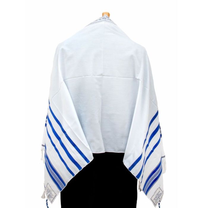 Prayer Shawl in White, Royal, and Silver