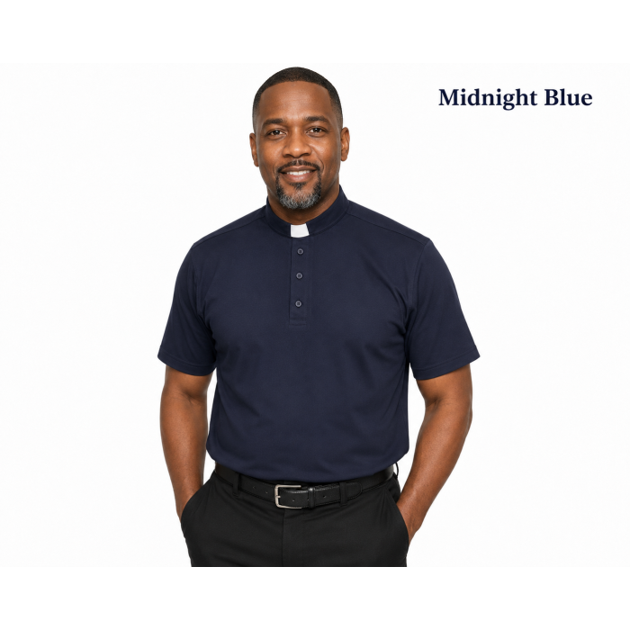 mens dress polo shirts short sleeve Ash & Erie Heather Navy Pique Polo Shirt for Short Men Heather Navy / L