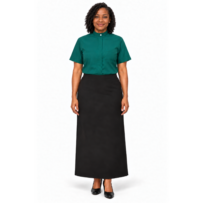 Womens Short Sleeves Roman Collar - Dark Green Elegance and Style