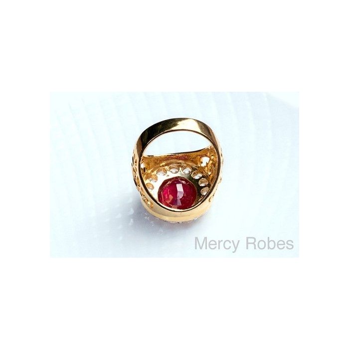 Mens Bishop Ring Style Mercy2014 (G R) (Red Ruby)