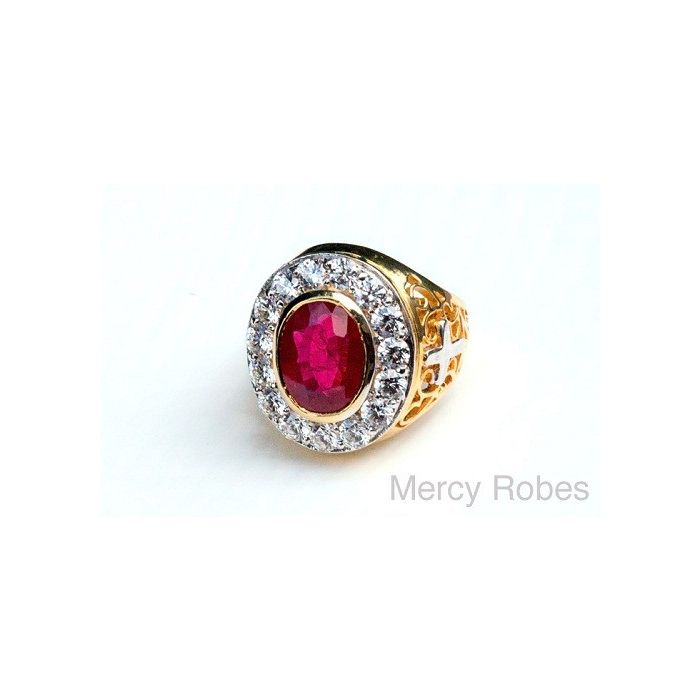 Mens Bishop Ring Style Mercy2014 G R Red Ruby