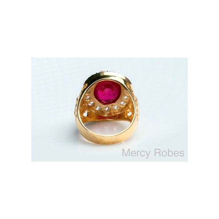 Mens Bishop Ring Style Mercy2014 (G R) (Red Ruby)