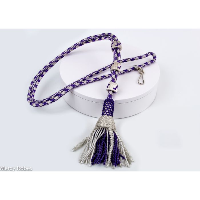 Bishop Tassel Pectoral Cord (Purple/Silver) 01