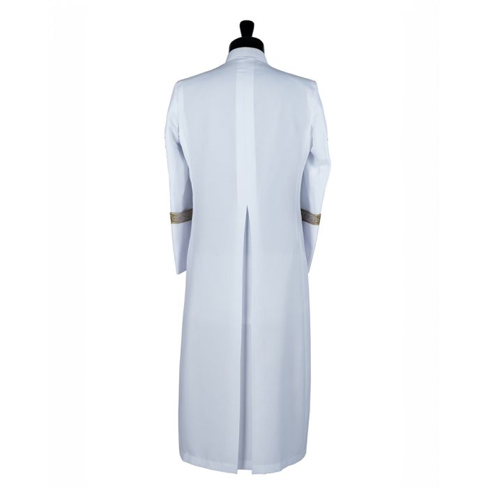 Mens Clergy Robe Style Bjn125 With Bars (White/Gold)