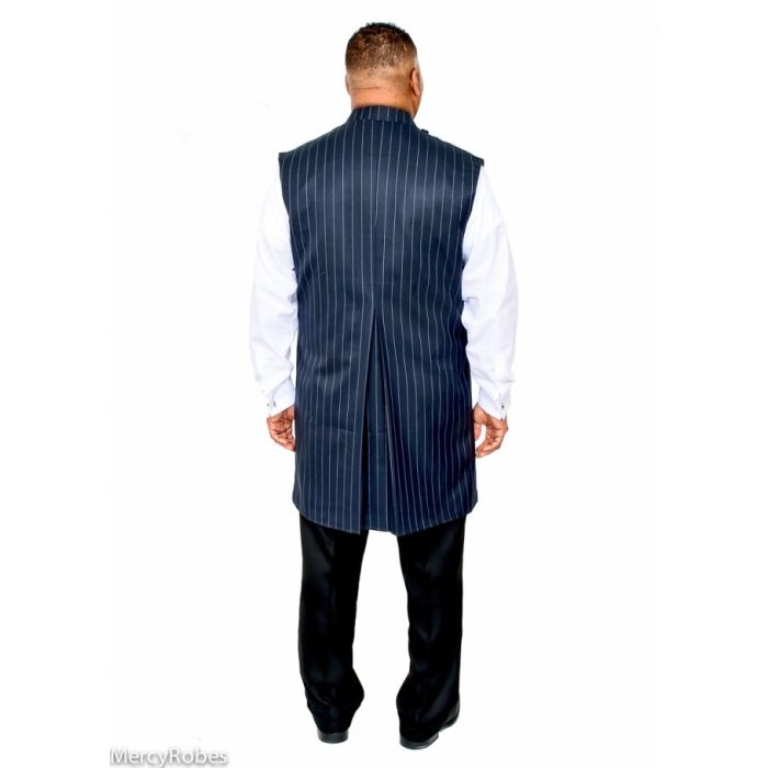 Clergy Apron Style 02 (Navy Blue/White Pinstripe)