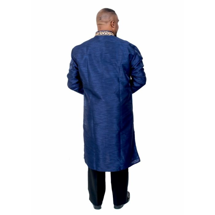 Mens Clergy Kurta Style 7455 (Navy Blue/Gold)