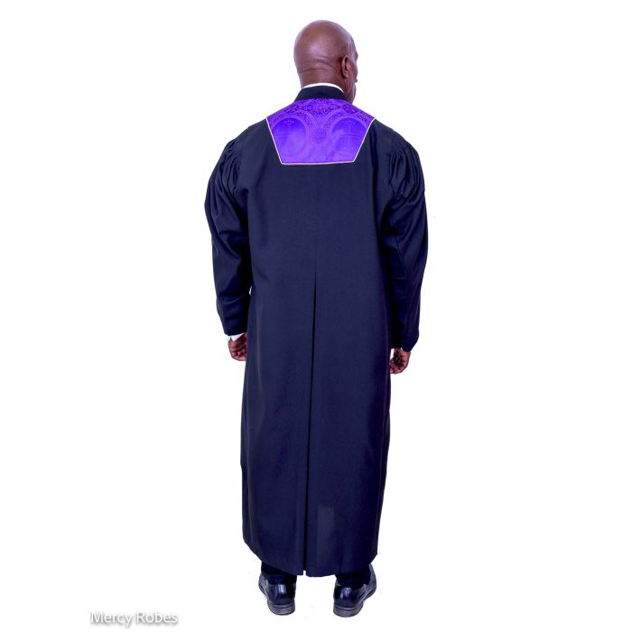 Mens Clergy Robe Style 04082024 (Black/Purple LT)