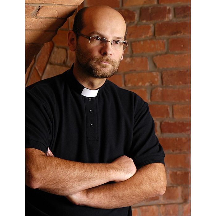 Mens Clergy Polo Short Sleeves Tab Collar Shirt (Black)