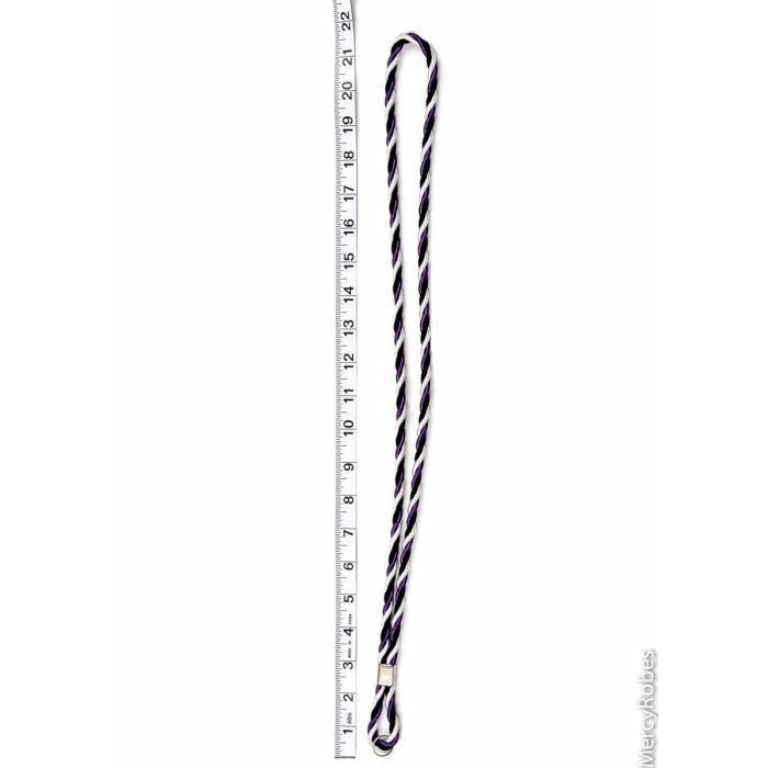Three Tone Purple/Black/White Cord With Cross