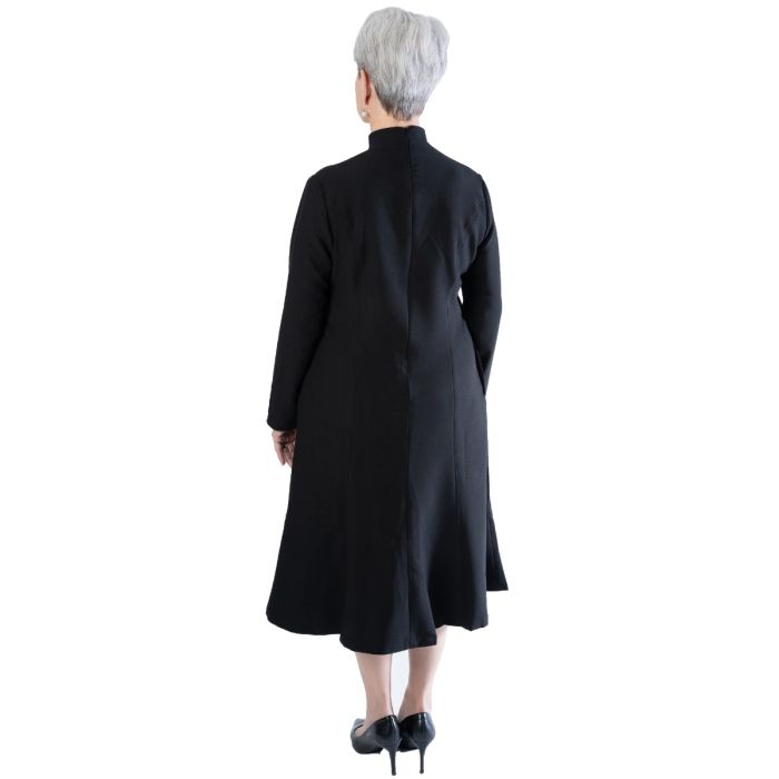 Redingote Flare Style Three-Quarter Length Clergy Dress (Black)