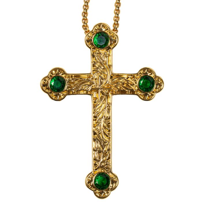 Pectoral Cross With Chain Style Sbats013 G-G - Emerald Green