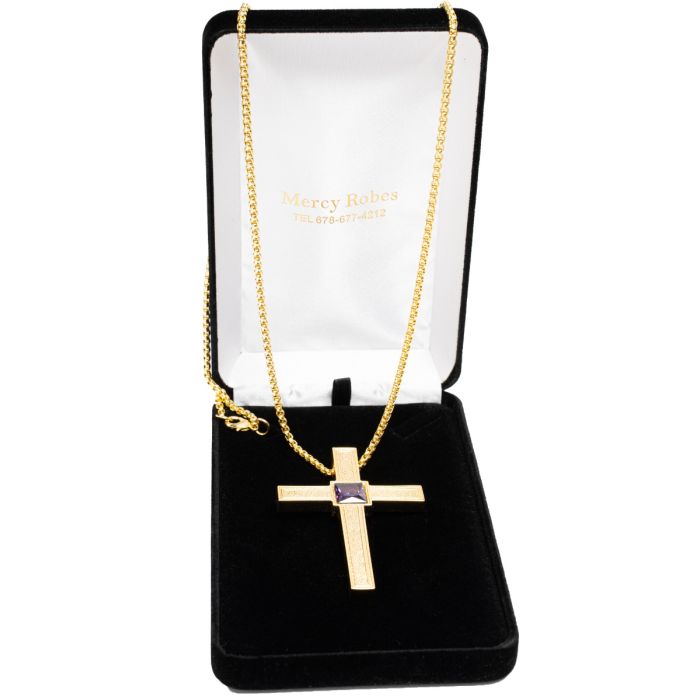 Pectoral Cross Style N74-C442G-A - Elegant Purple Stone Design