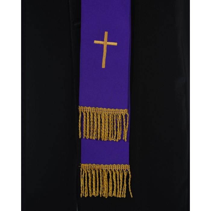Band Cincture Bpa101 (Purple/Gold) With Cross