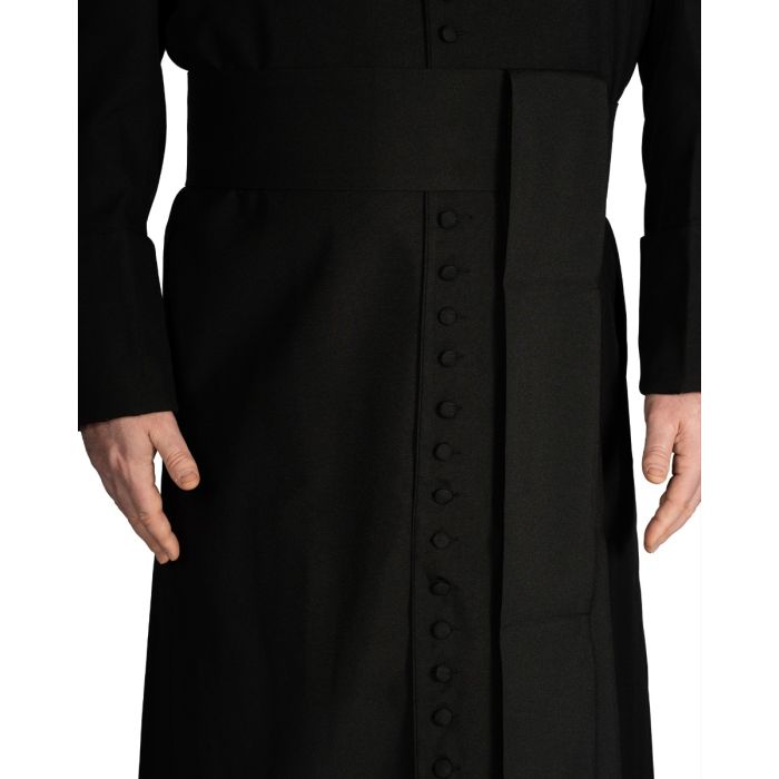 Mens 33 Button Clergy Robe With Band Cincture (Black)