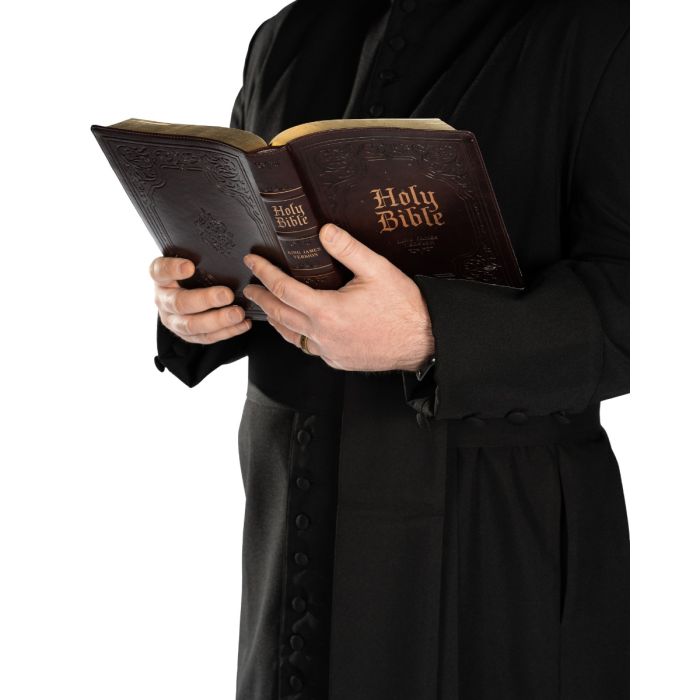 Mens 33 Button Clergy Robe With Band Cincture (Black)