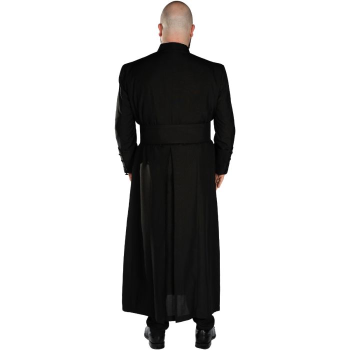 Mens 33 Button Clergy Robe With Band Cincture (Black)