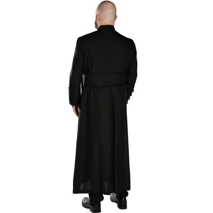 Mens 33 Button Clergy Robe With Band Cincture (Black)