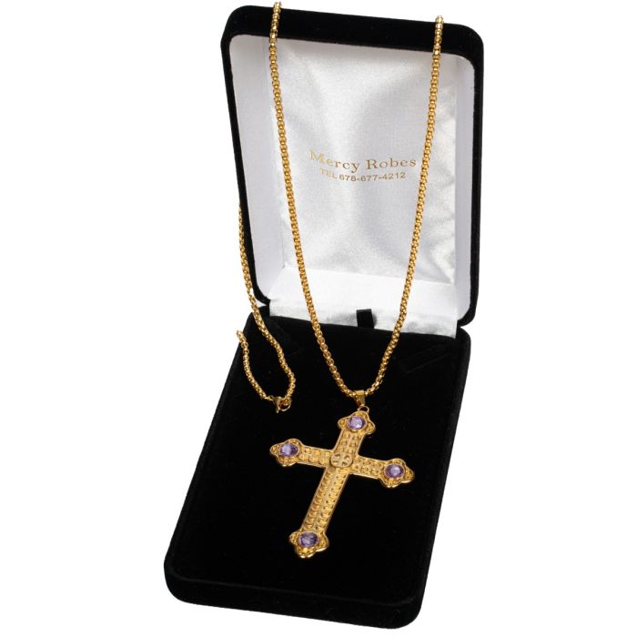 Pectoral Cross with Chain - SBATS001 G Purple - Elegant Religious