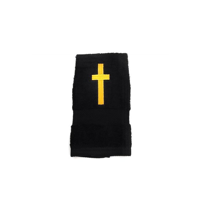 Preaching Hand Towel Cross (Black/Gold)
