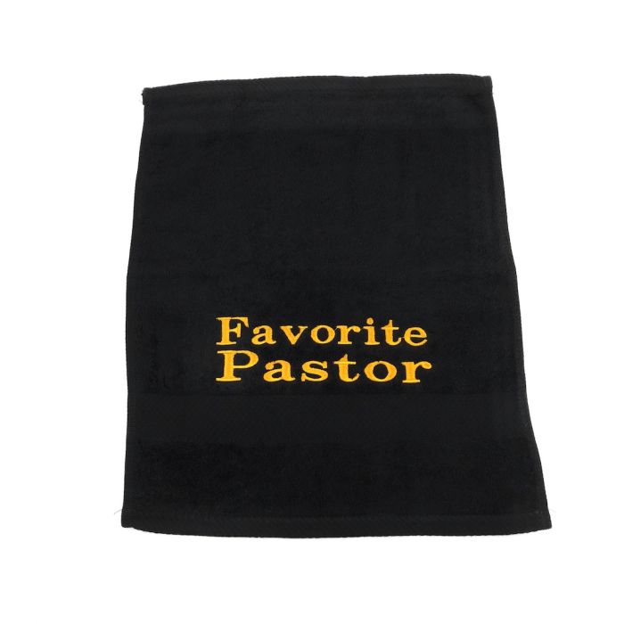 Preaching Hand Towel Favorite Pastor (Black/Gold)