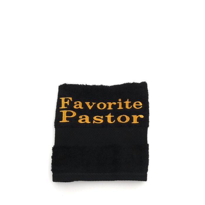 Preaching Hand Towel Favorite Pastor (Black/Gold)