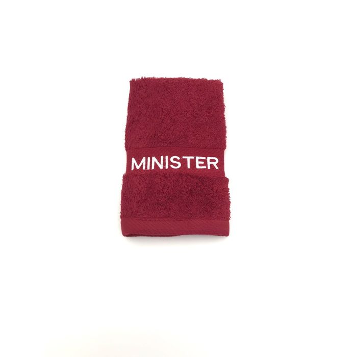 Preaching Hand Towel Minister (Burgundy White)