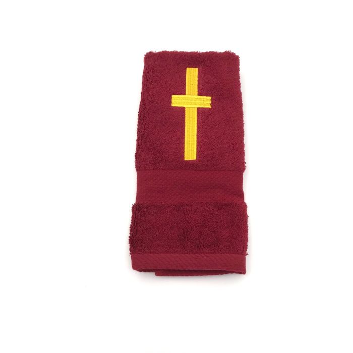 Preaching Hand Towel Cross (Burgundy/Gold)