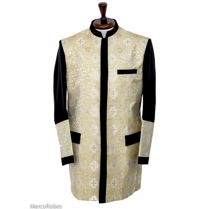 Mens Preaching Clergy Jacket & Pants Style CJ082 (Black/Gold LT)