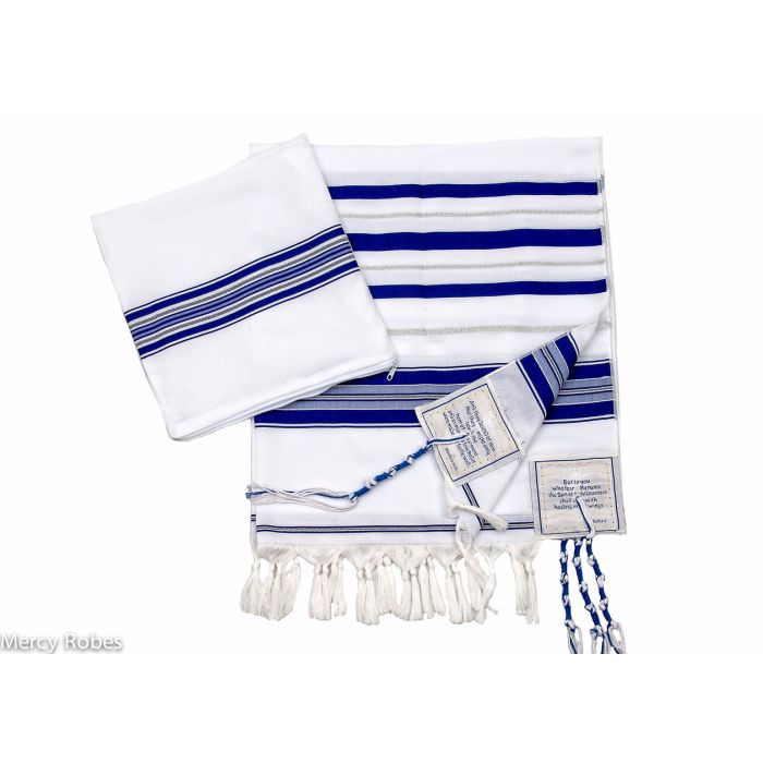 Prayer Shawl (White/Royal/Silver) 32