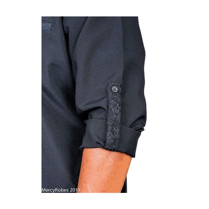 Mens Clergy Kurta Style K-7494 (Black/Black LT)