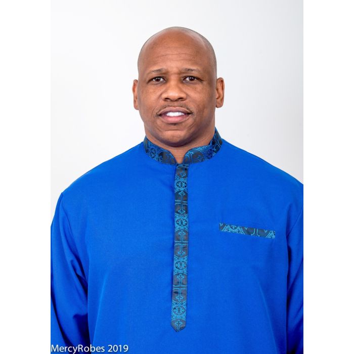 Mens Clergy Kurta Style K-7496 (Royal/Black Royal LT)