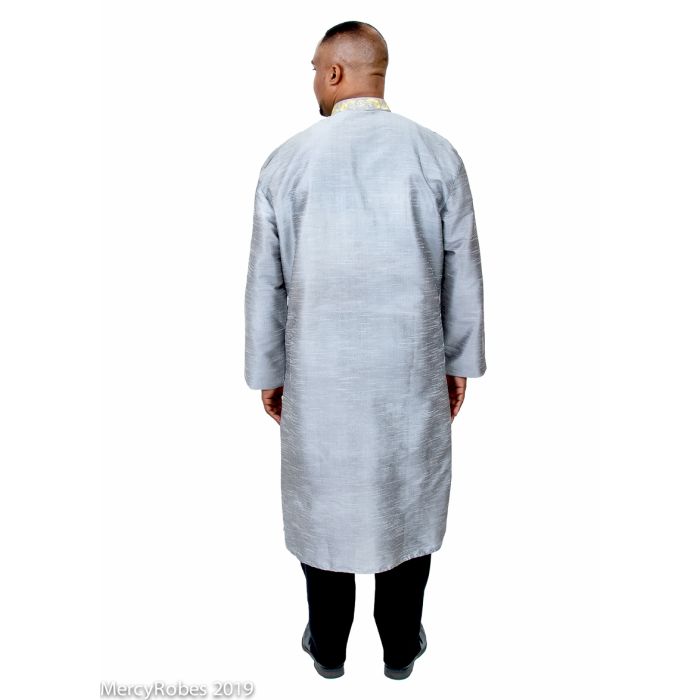 Mens Clergy Kurta Style K-7503 (Silver Grey/Gold)