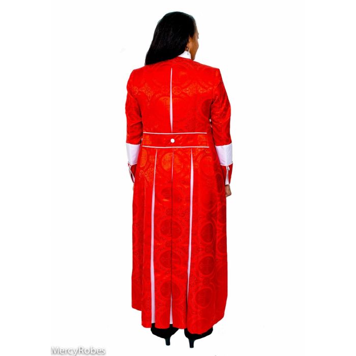 chinese dress ladies Plus Size Women's Clergy Dress with Puff Sleeves and Classic Collar Black/White / 26W main image 0