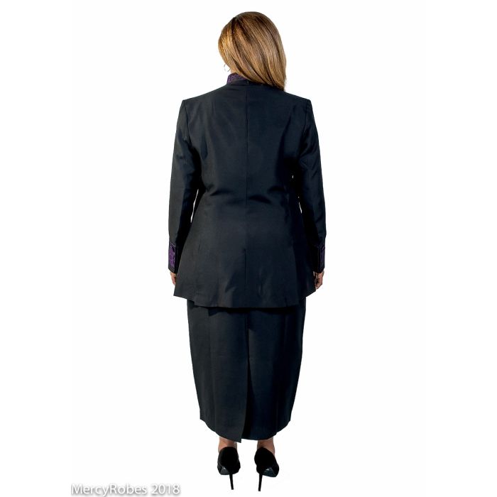 Womens Clergy Jacket With Skirt Style LC017 (Black/Black Purple LT)