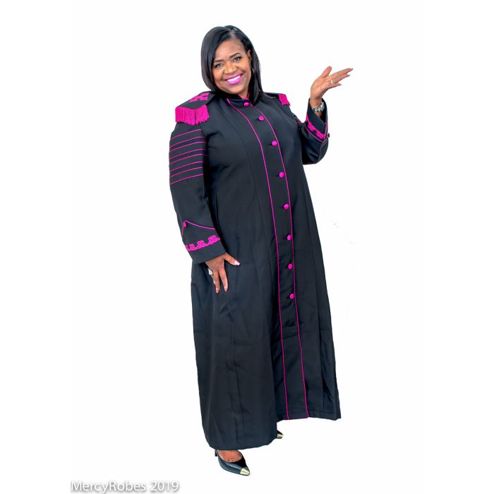Womens Robe Style LR121 Exclusive With Stole (Black/Fuchsia)