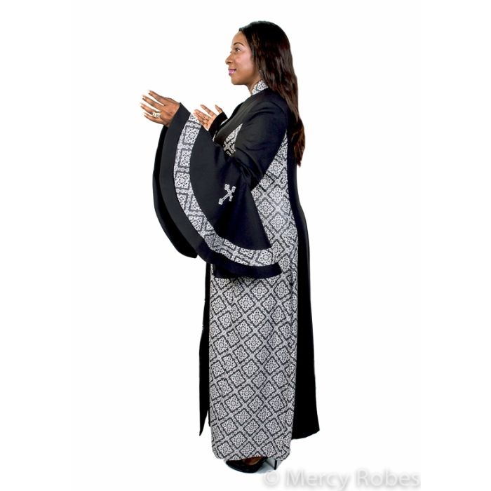 Womens Robe Style LR155 (Black/Black-Silver Brocade)