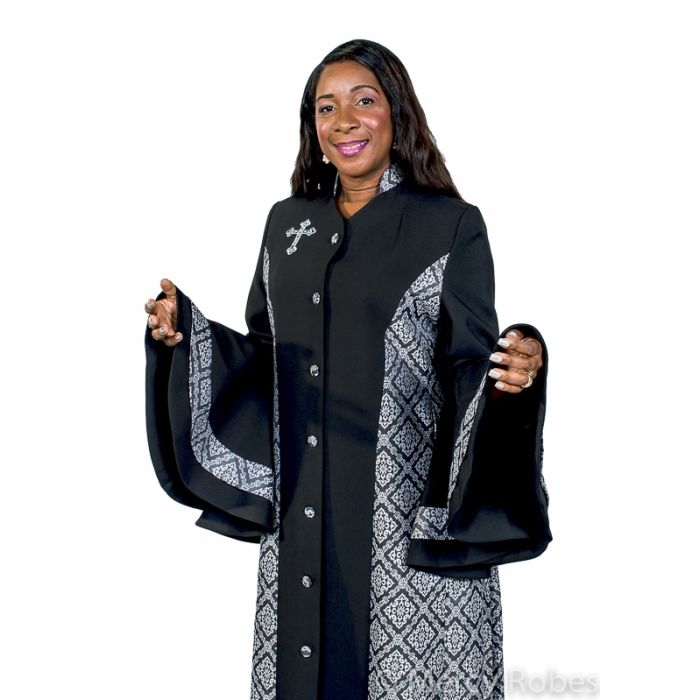Womens Robe Style LR155 (Black/Black-Silver Brocade)