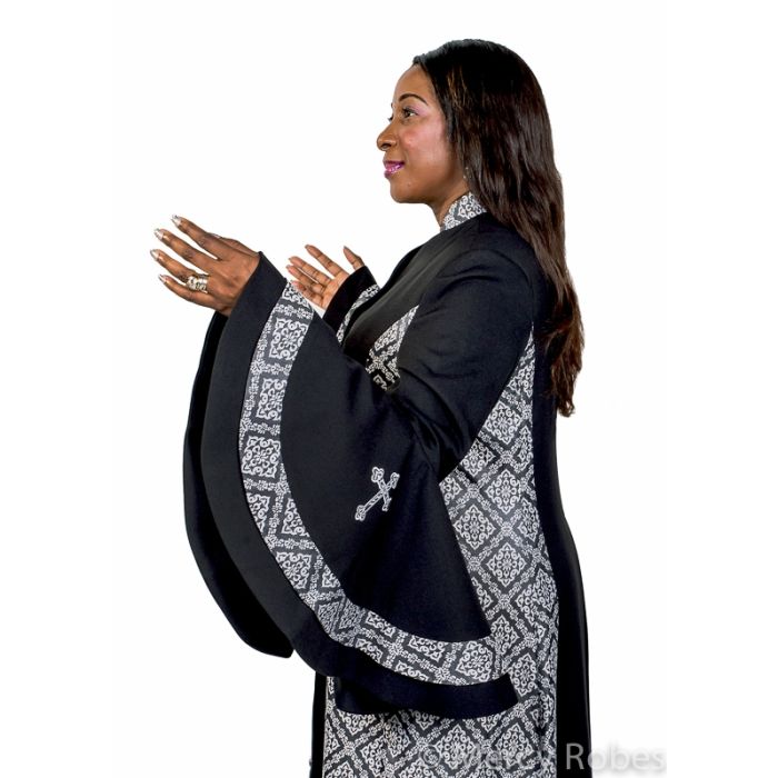 Womens Robe Style LR155 (Black/Black-Silver Brocade)