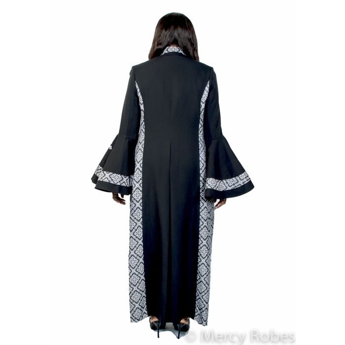 Womens Robe Style LR155 (Black/Black-Silver Brocade)