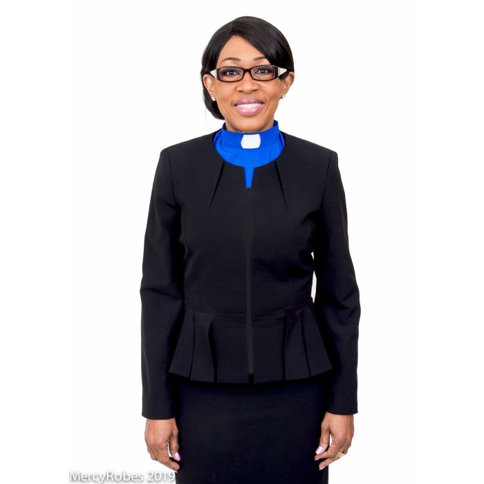 Womens Clerical Tab Dickey - Elegant Royal Blue Accessory for Professional  Attire