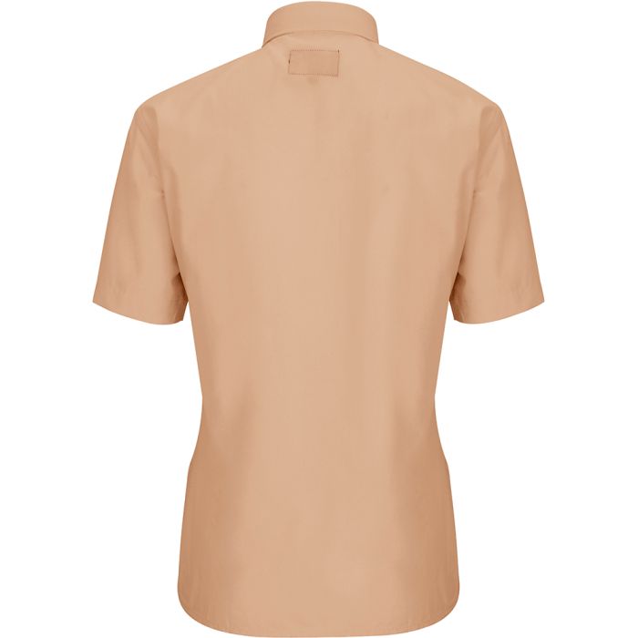 Women Short Sleeves Tab Collar Clergy Shirt (Beige)