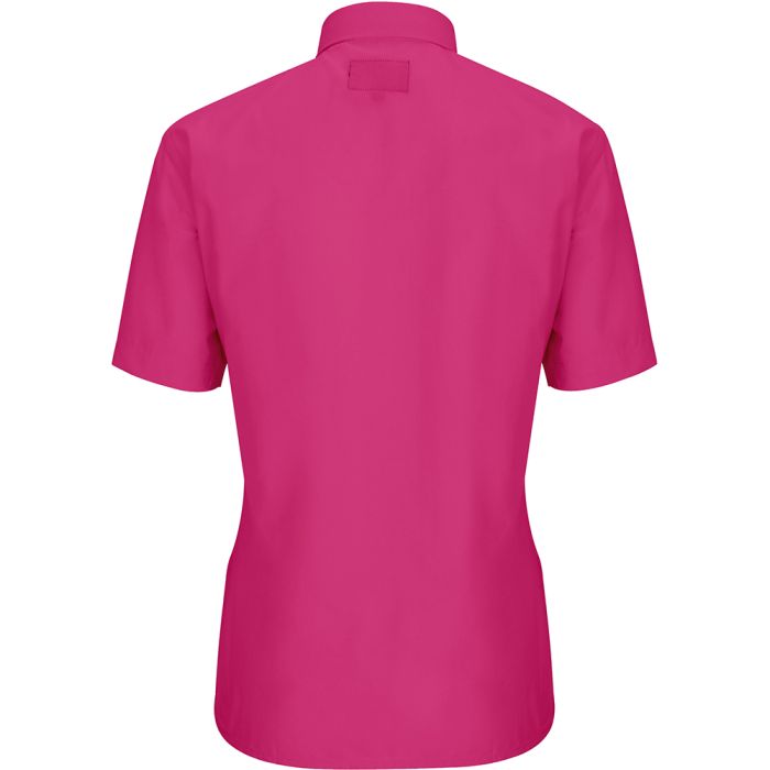 Womens Short Sleeves Tab Collar Clergy Shirt (Fuchsia)