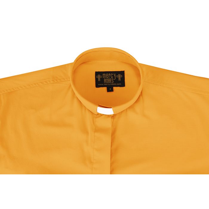 Womens Short Sleeves Tab Collar Clergy Shirt (Gold)