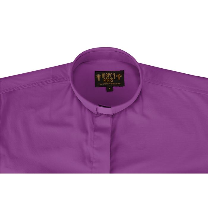Womens Short Sleeves Tab Collar Clergy Shirt (Church Purple) Womens Short Sleeves Tab Collar Clergy Shirt (Church Purple)