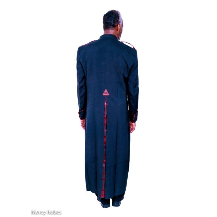 Clergy Robe Style Lcr165 2 Pleat (Black/Black-Red LT)